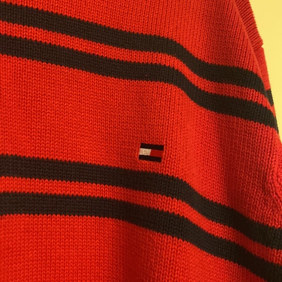 Tommy Hilfiger men's red stripes sweater - Picture 3 of 6
